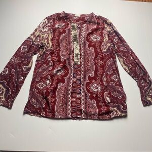 TINY Paisley Burgundy Print Top w/ Sequins